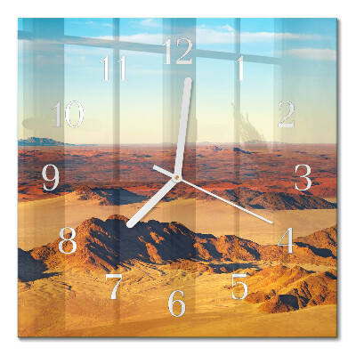 Glass wall clock square Desert