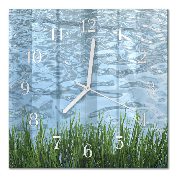 Square wall clock Grass water