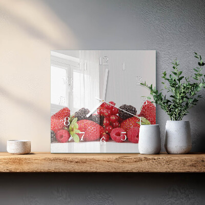 Glass clock square Fruit