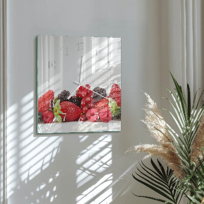 Glass clock square Fruit