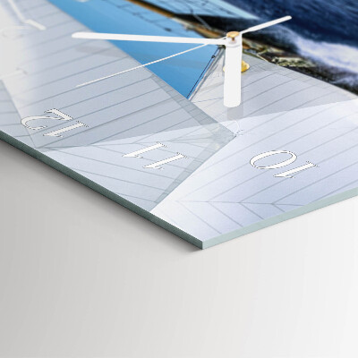 Glass wall clock square Sailboat