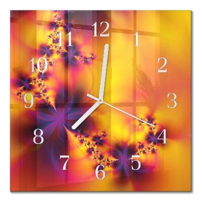 Square wall clock Flowers