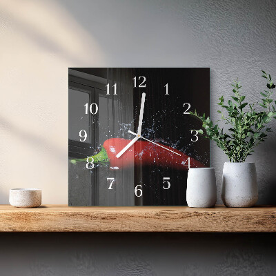 Square kitchen clock Chili peppers