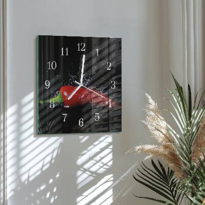 Square kitchen clock Chili peppers