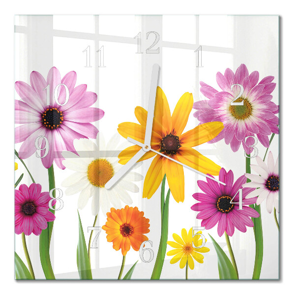 Square wall clock Flowers
