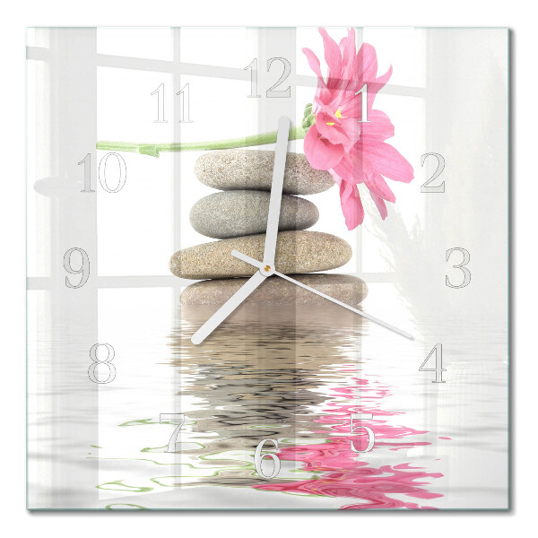 Glass wall clock square Stones