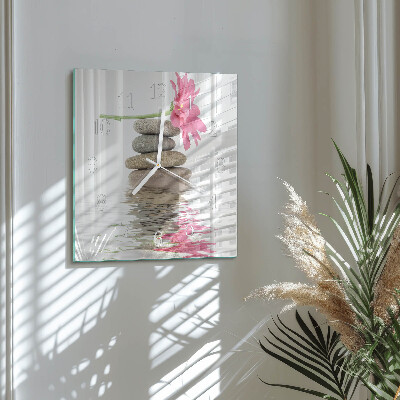Glass wall clock square Stones