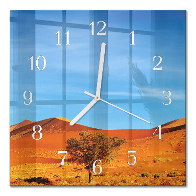 Glass clock square Desert