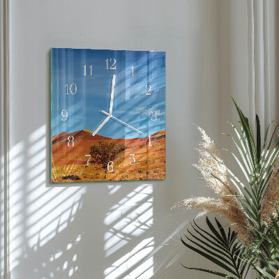 Glass clock square Desert