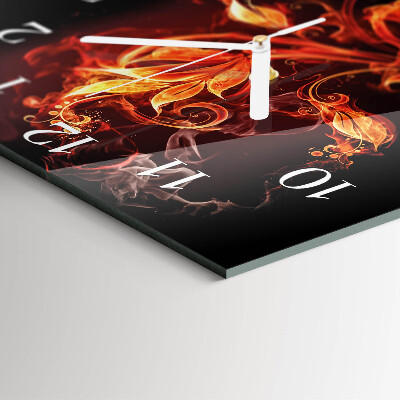 Square wall clock Fire flower