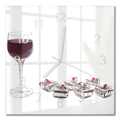 Square wall clock A glass of wine