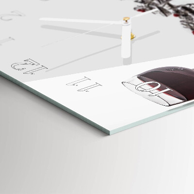 Square wall clock A glass of wine