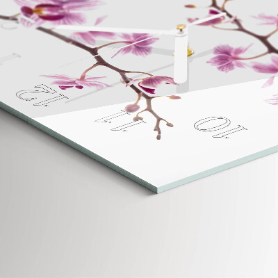 Glass clock square Orchid