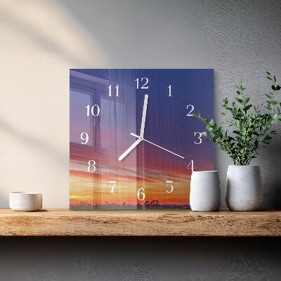 Glass wall clock square Field
