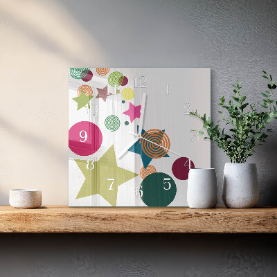 Square kitchen clock Stars