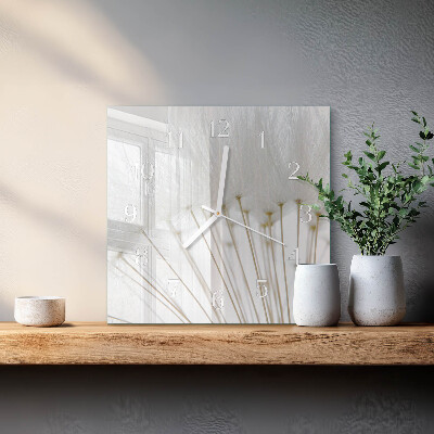 Glass clock square Dandelion