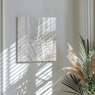Glass clock square Dandelion