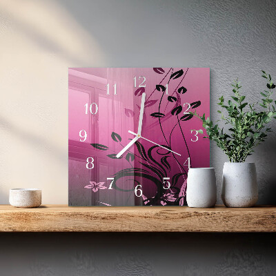 Square kitchen clock Floristic art