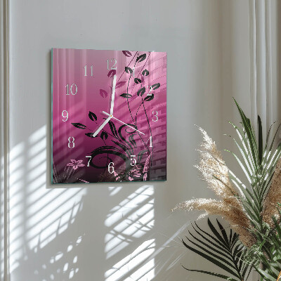 Square kitchen clock Floristic art
