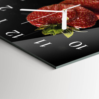 Glass wall clock square Strawberry