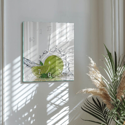 Glass clock square Water with lime