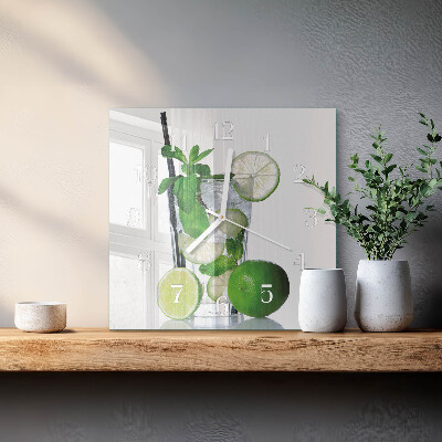 Square kitchen clock Lime and mint