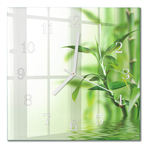 Glass clock square Bamboo