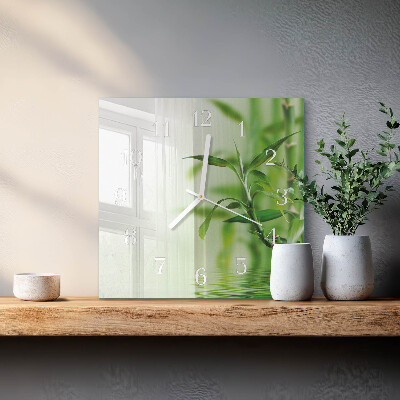Glass clock square Bamboo