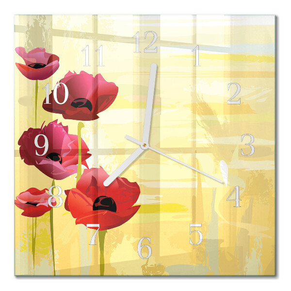 Square wall clock Poppies
