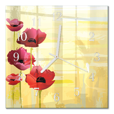 Square wall clock Poppies