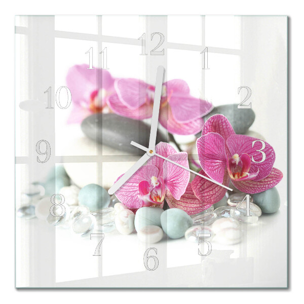 Square wall clock Orchids