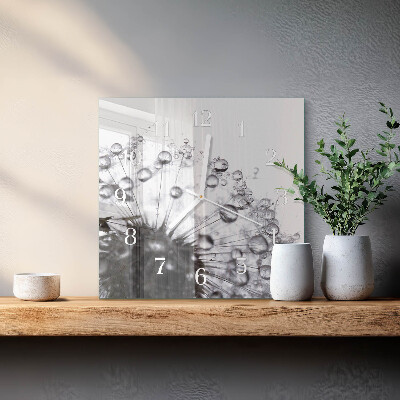 Glass wall clock square Dandelion