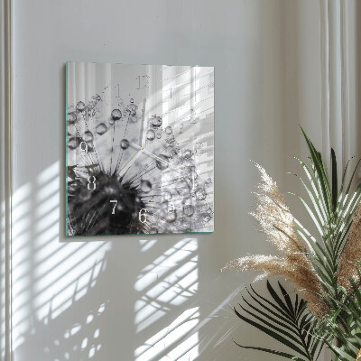 Glass wall clock square Dandelion