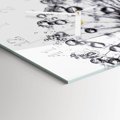 Glass wall clock square Dandelion