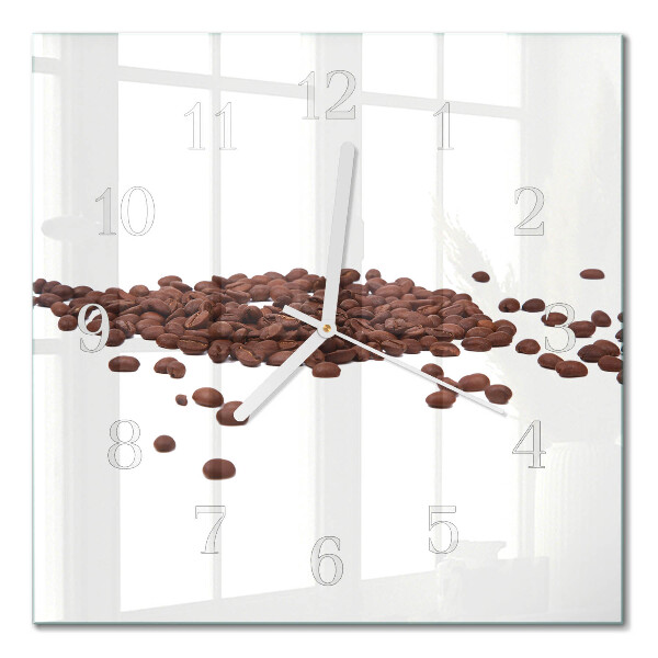 Glass clock square Coffee beans