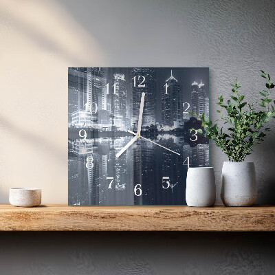 Glass wall clock square Horizon