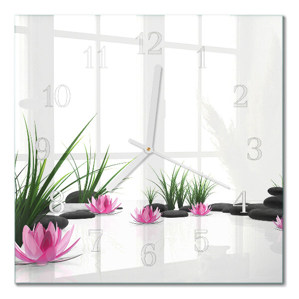 Square wall clock Lotus flower