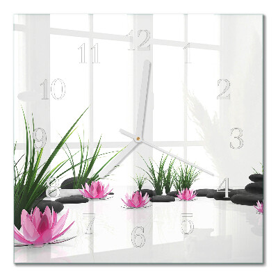 Square wall clock Lotus flower