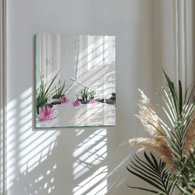 Square wall clock Lotus flower