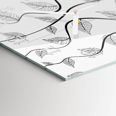 Glass wall clock square Leaf art