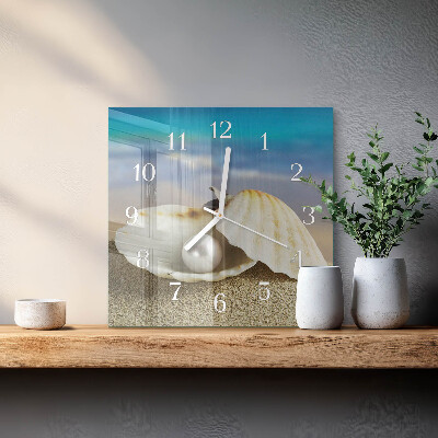Square kitchen clock Pearl in a shell