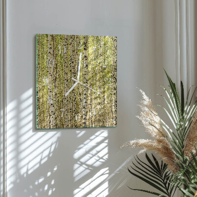 Square wall clock Birch forest
