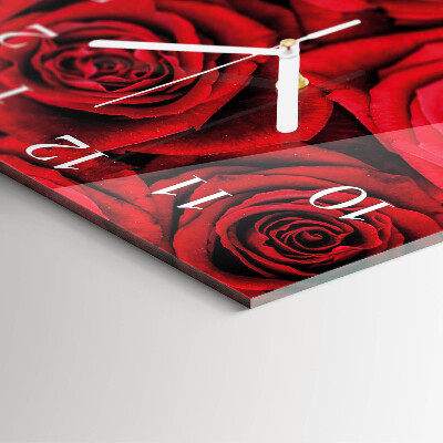 Glass clock square Roses