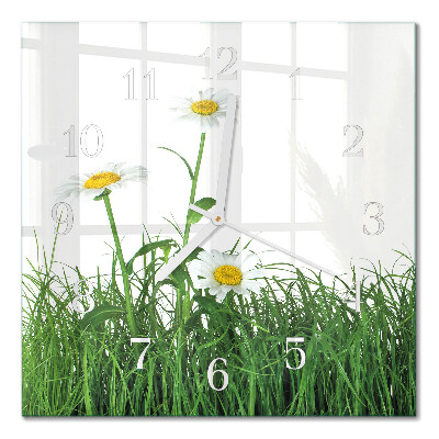 Square wall clock Daisies