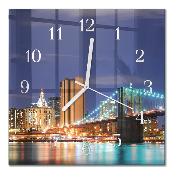 Glass wall clock square Horizontal bridge