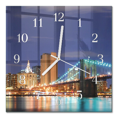 Glass wall clock square Horizontal bridge
