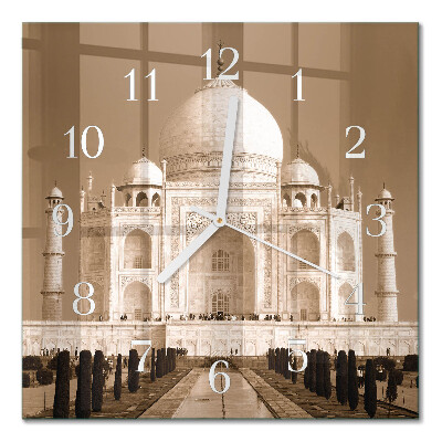 Square kitchen clock Taj mahal in sepia
