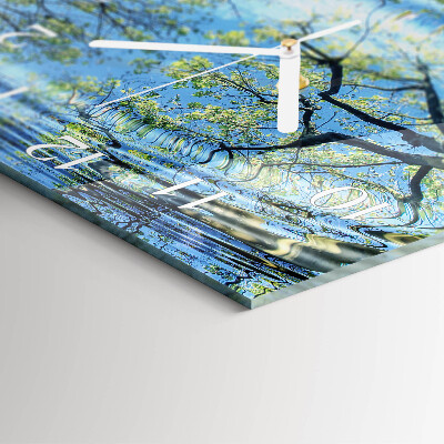 Square wall clock Trees, water