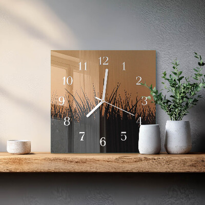 Glass wall clock square Grass