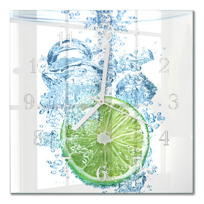 Glass wall clock square Calcium carbonate
